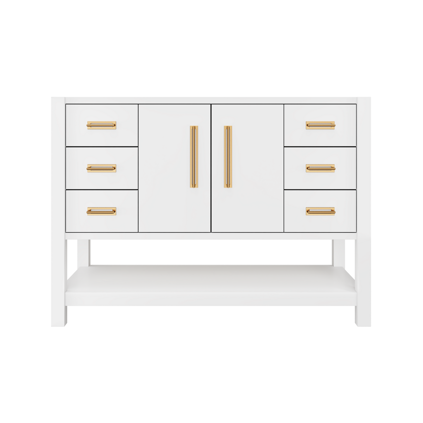 Kiawah Single Extra-Wide Bath Vanity 48in Pure White Satin Gold