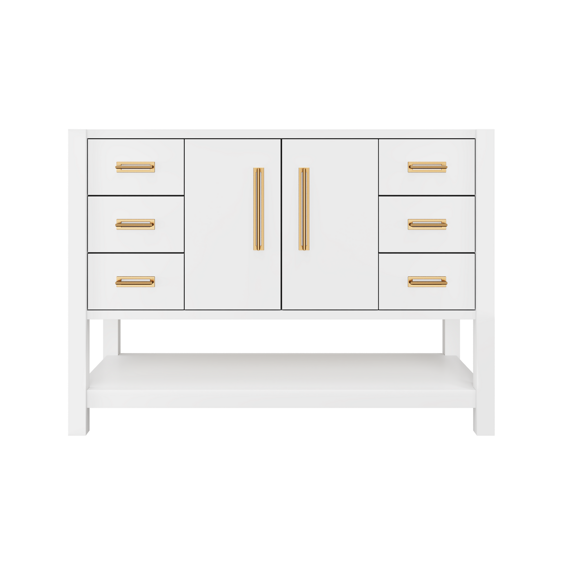 Kiawah Single Extra-Wide Bath Vanity 48in Pure White Satin Gold