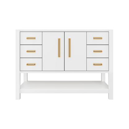Kiawah Single Extra-Wide Bath Vanity 48in Pure White Satin Gold
