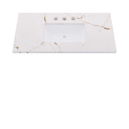 43" Vanderloc Silestone® Quartz Bathroom Vanity Top | Single Rectangle Sink | Centered in Versailles Ivory