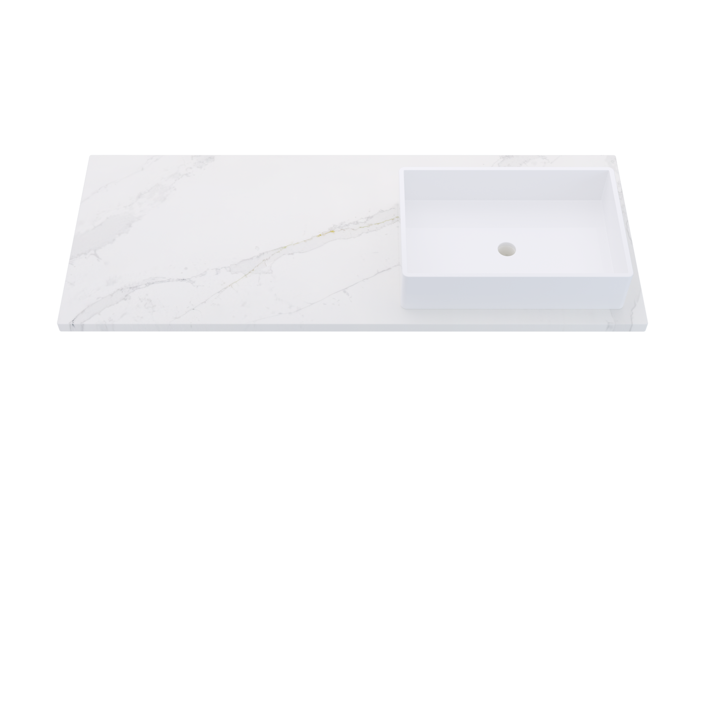55" Vanderloc Silestone® Quartz Bathroom Vanity Top | Single Vigo Sink | Offset in Et Calacatta Gold