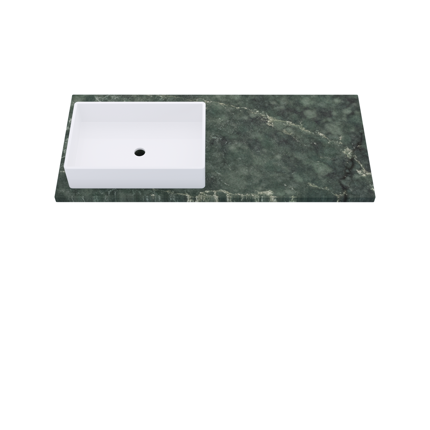 49" Vanderloc Silestone® Quartz Bathroom Vanity Top | Single Rectangle Sink | Offset in Jardin Emerald