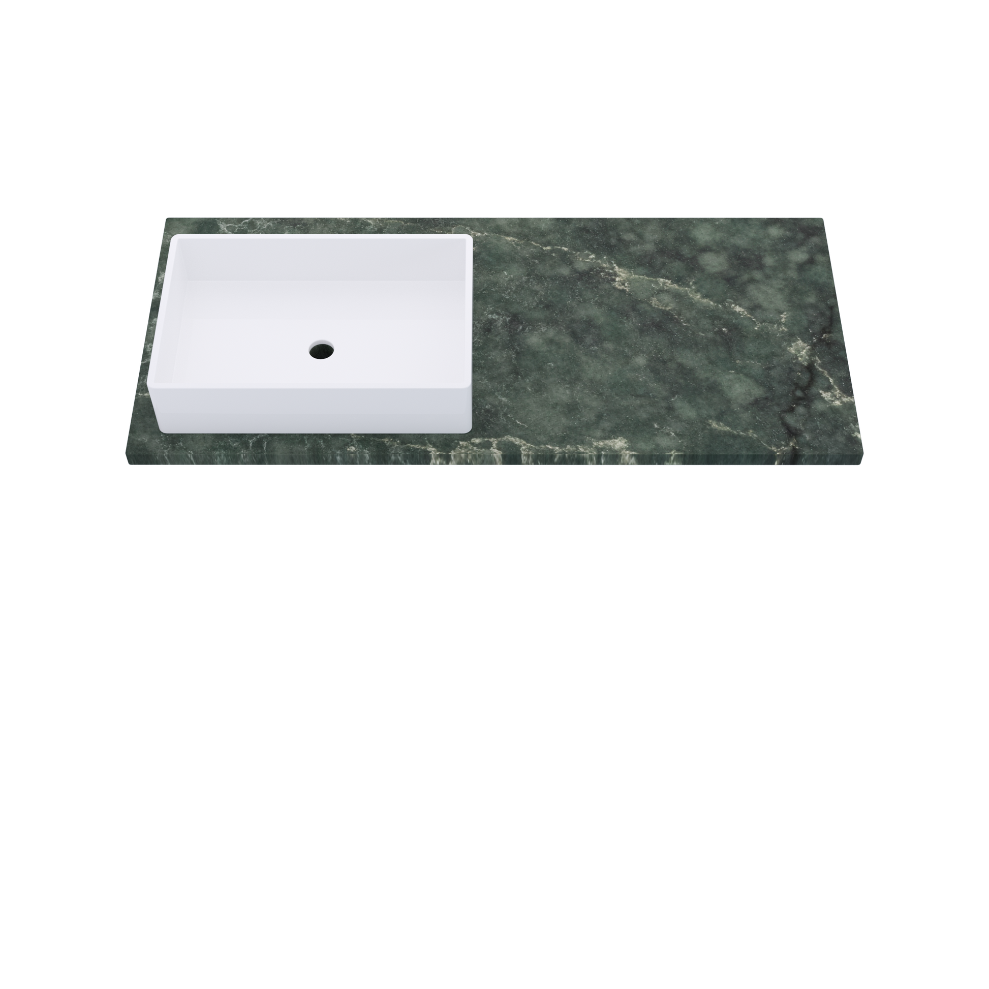 49" Vanderloc Silestone® Quartz Bathroom Vanity Top | Single Rectangle Sink | Offset in Jardin Emerald