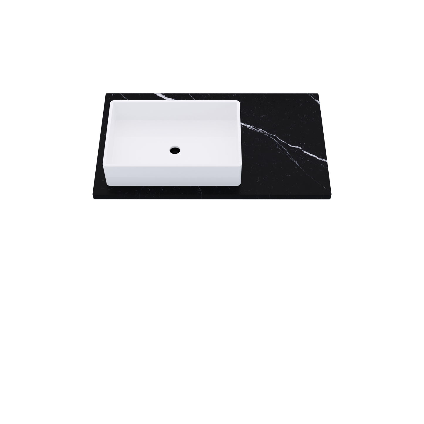 37" Vanderloc Silestone® Quartz Bathroom Vanity Top | Single Rectangle Sink | Offset in Et Marquina