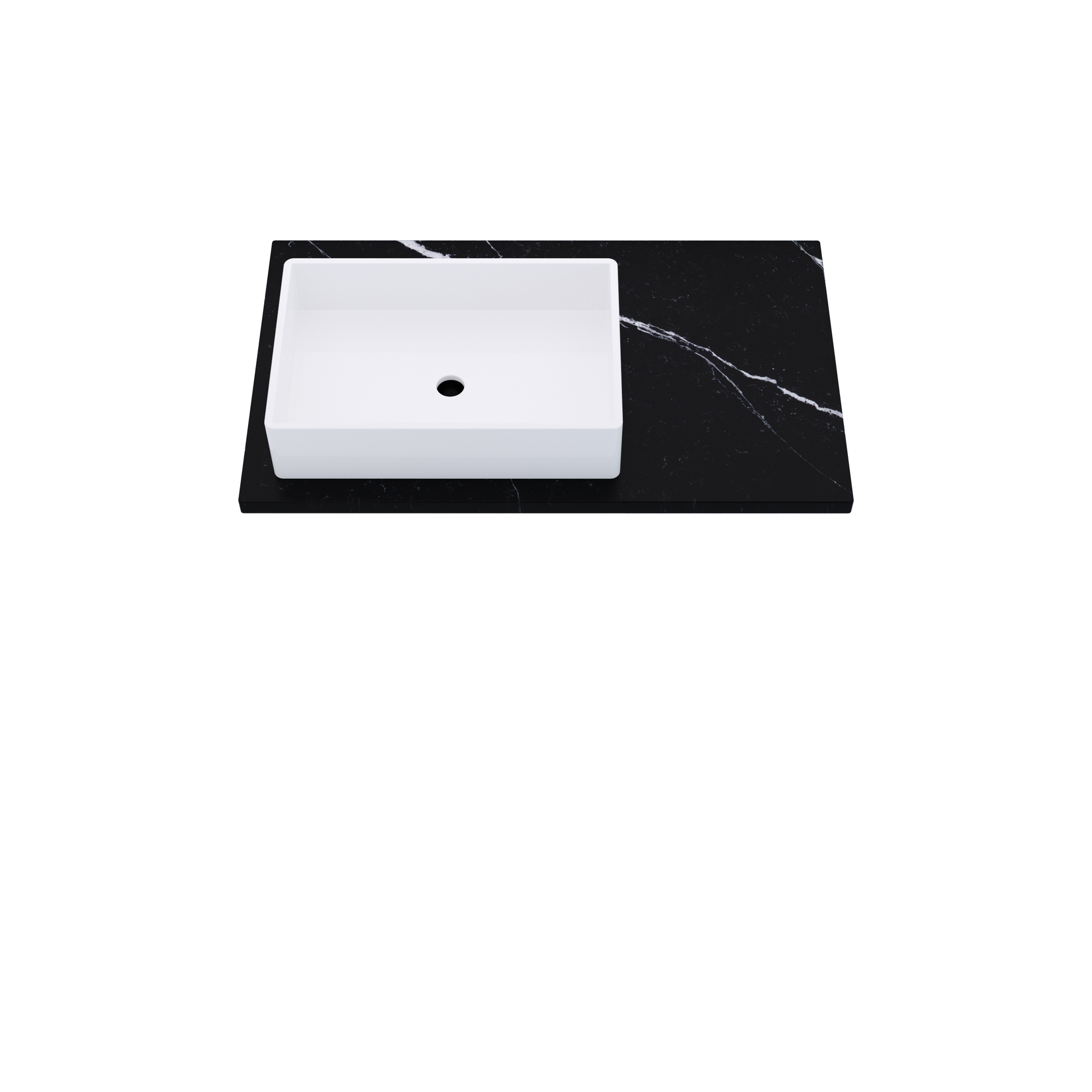 37" Vanderloc Silestone® Quartz Bathroom Vanity Top | Single Rectangle Sink | Offset in Et Marquina