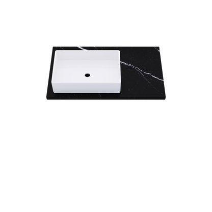 37" Vanderloc Silestone® Quartz Bathroom Vanity Top | Single Rectangle Sink | Offset in Et Marquina