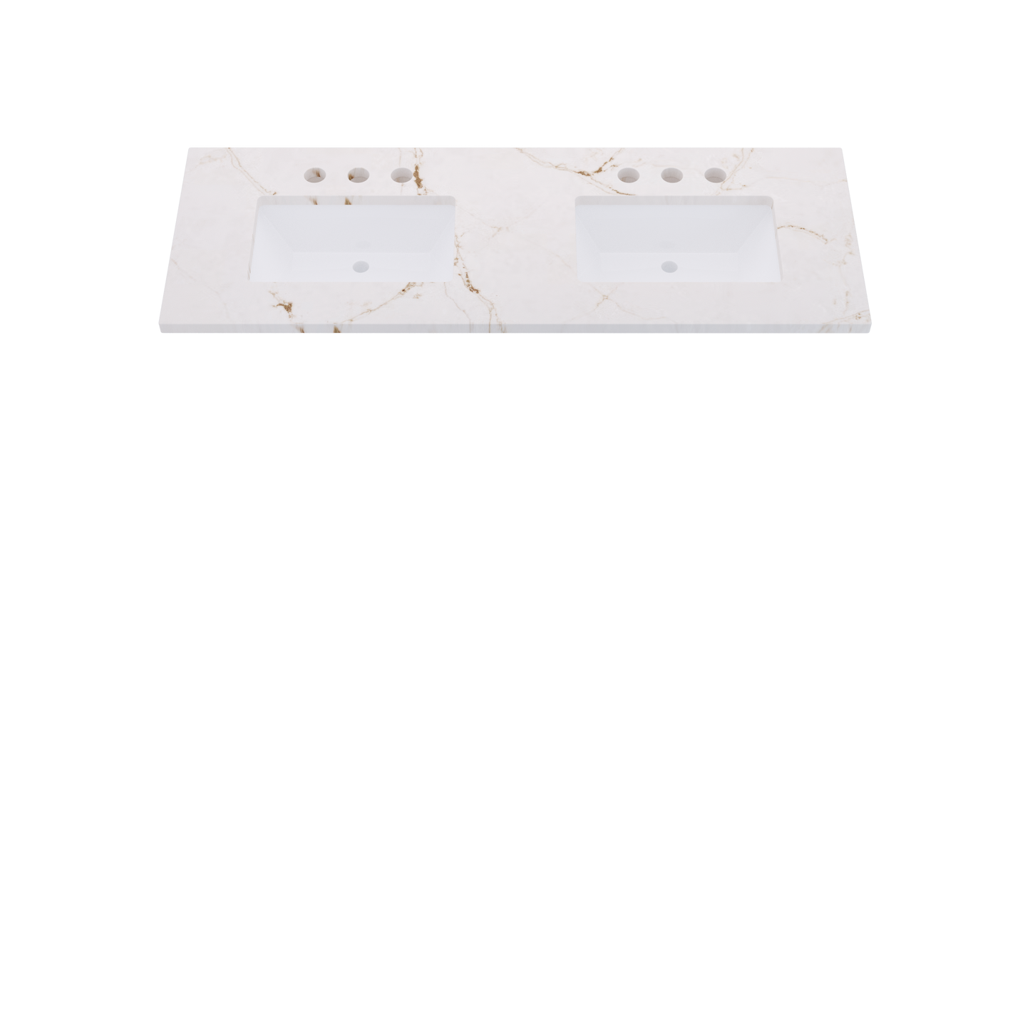 61" Vanderloc Silestone® Quartz Bathroom Vanity Top | Double Rectangle Sink | Centered in Versailles Ivory
