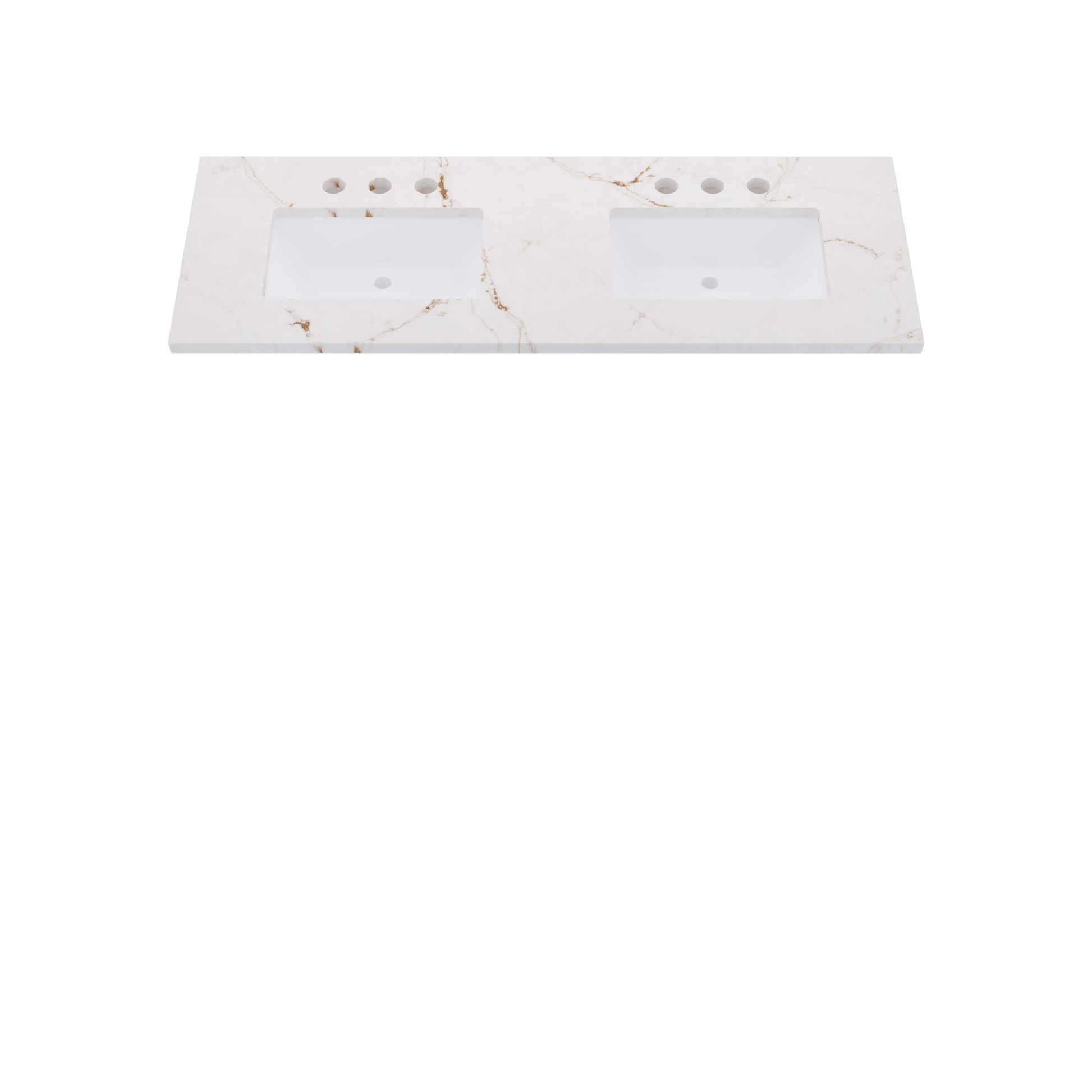 61" Vanderloc Silestone® Quartz Bathroom Vanity Top | Double Rectangle Sink | Centered in Versailles Ivory