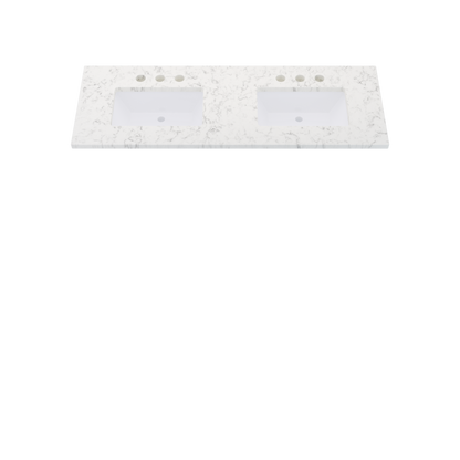 61" Vanderloc Silestone® Quartz Bathroom Vanity Top | Double Rectangle Sink | Centered in Lyra