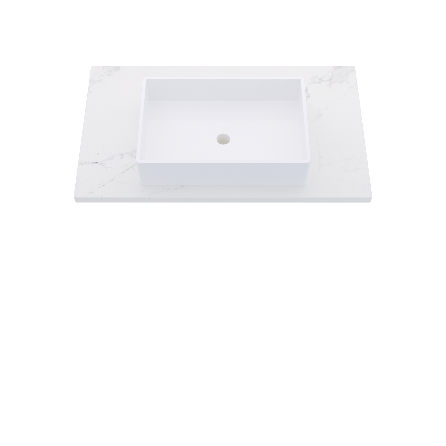 37" Vanderloc Silestone® Quartz Bathroom Vanity Top | Single Vigo Sink | Centered in Et Calacatta Gold