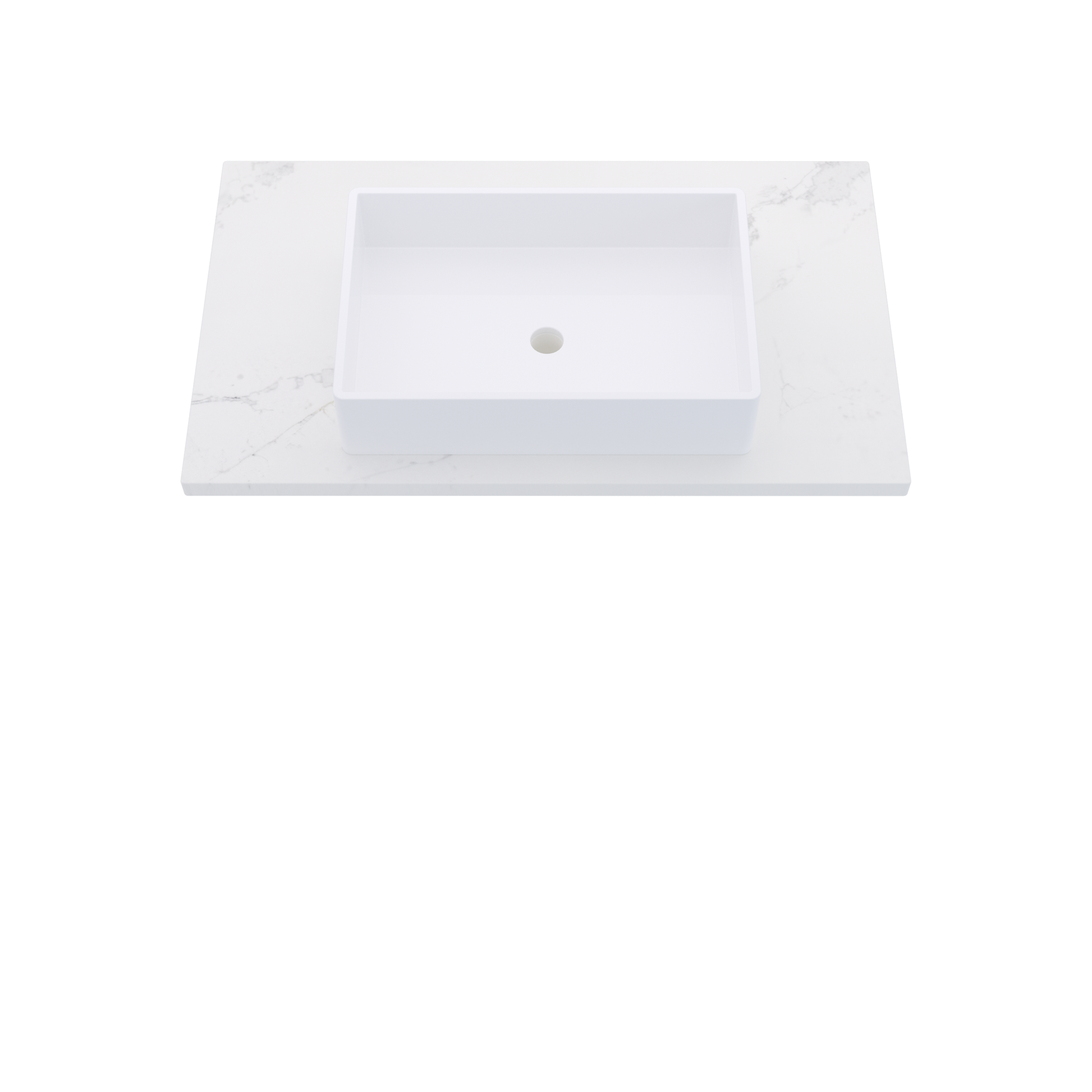 37" Vanderloc Silestone® Quartz Bathroom Vanity Top | Single Vigo Sink | Centered in Et Calacatta Gold