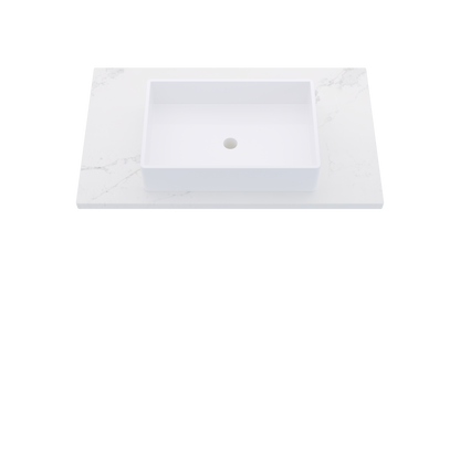 37" Vanderloc Silestone® Quartz Bathroom Vanity Top | Single Vigo Sink | Centered in Et Calacatta Gold