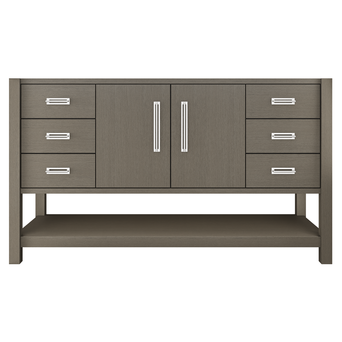 Kiawah Single Extra-Wide Bath Vanity 60in Gray Weathered Polished Chrome