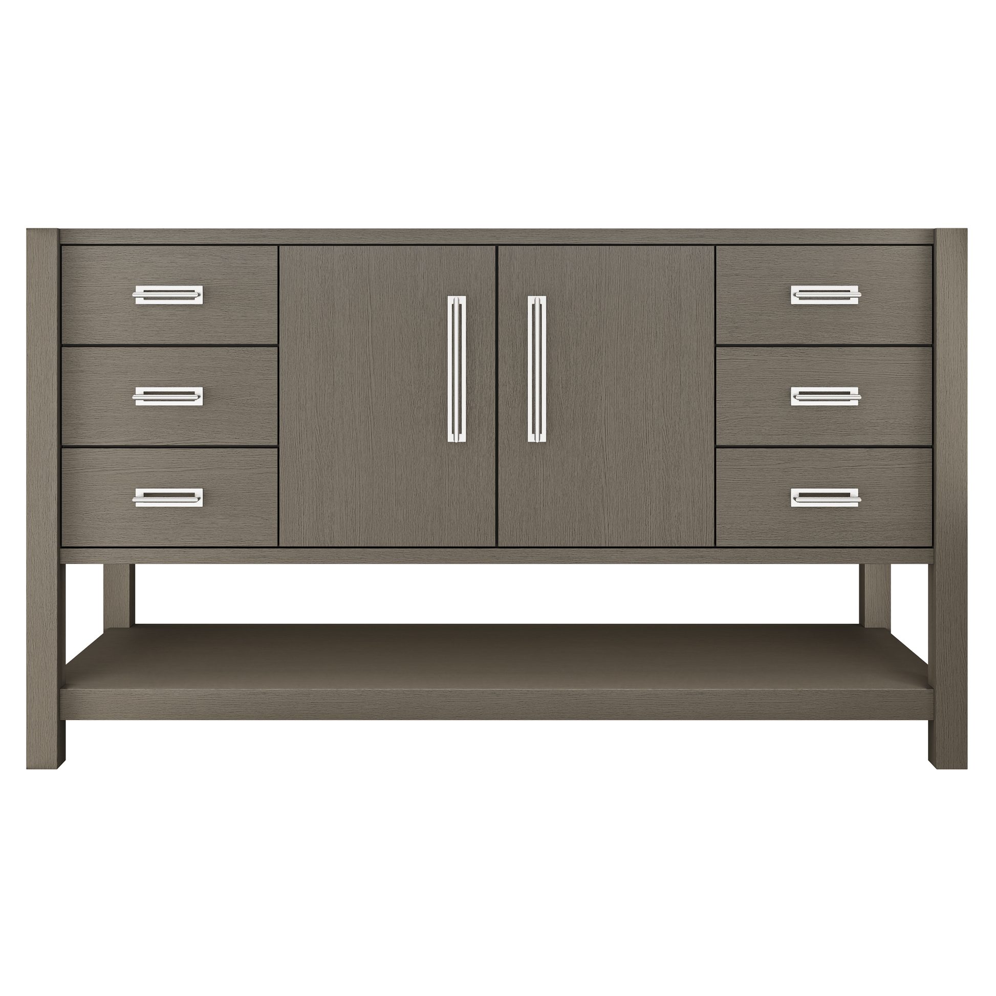 Kiawah Single Extra-Wide Bath Vanity 60in Gray Weathered Polished Chrome