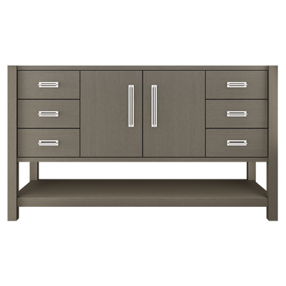 Kiawah Single Extra-Wide Bath Vanity 60in Gray Weathered Polished Chrome