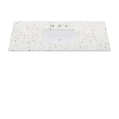 55" Vanderloc Silestone® Quartz Bathroom Vanity Top | Single Rectangle Sink | Centered in Lusso