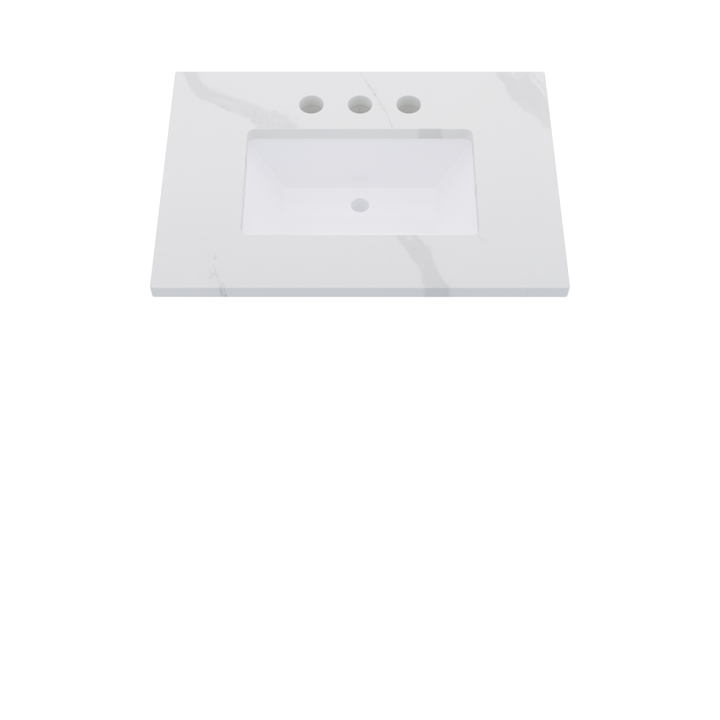 31" Vanderloc Silestone® Quartz Bathroom Vanity Top | Single Rectangle Sink | Centered in Classic Calacatta