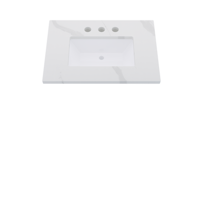 31" Vanderloc Silestone® Quartz Bathroom Vanity Top | Single Rectangle Sink | Centered in Classic Calacatta