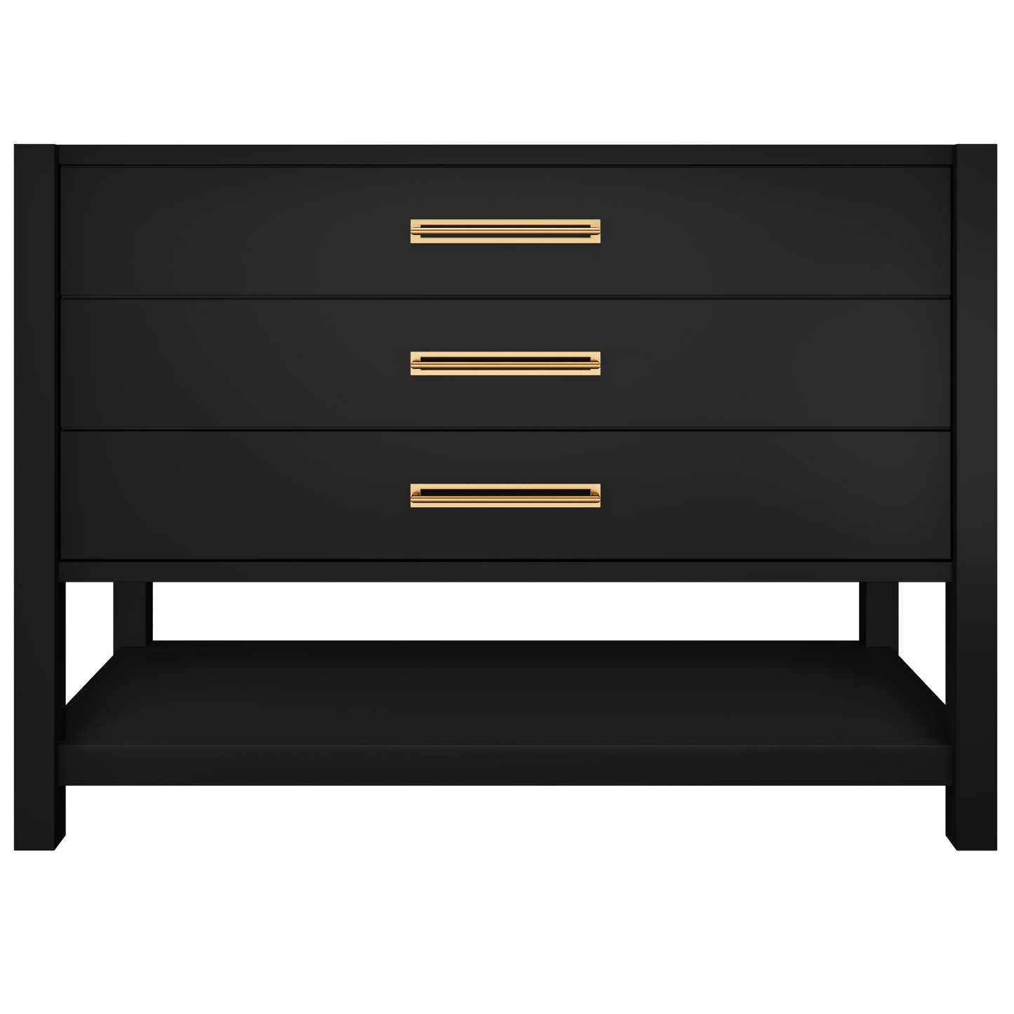 Kiawah 3-Drawer Single Bath Vanity 48in Noir Satin Gold