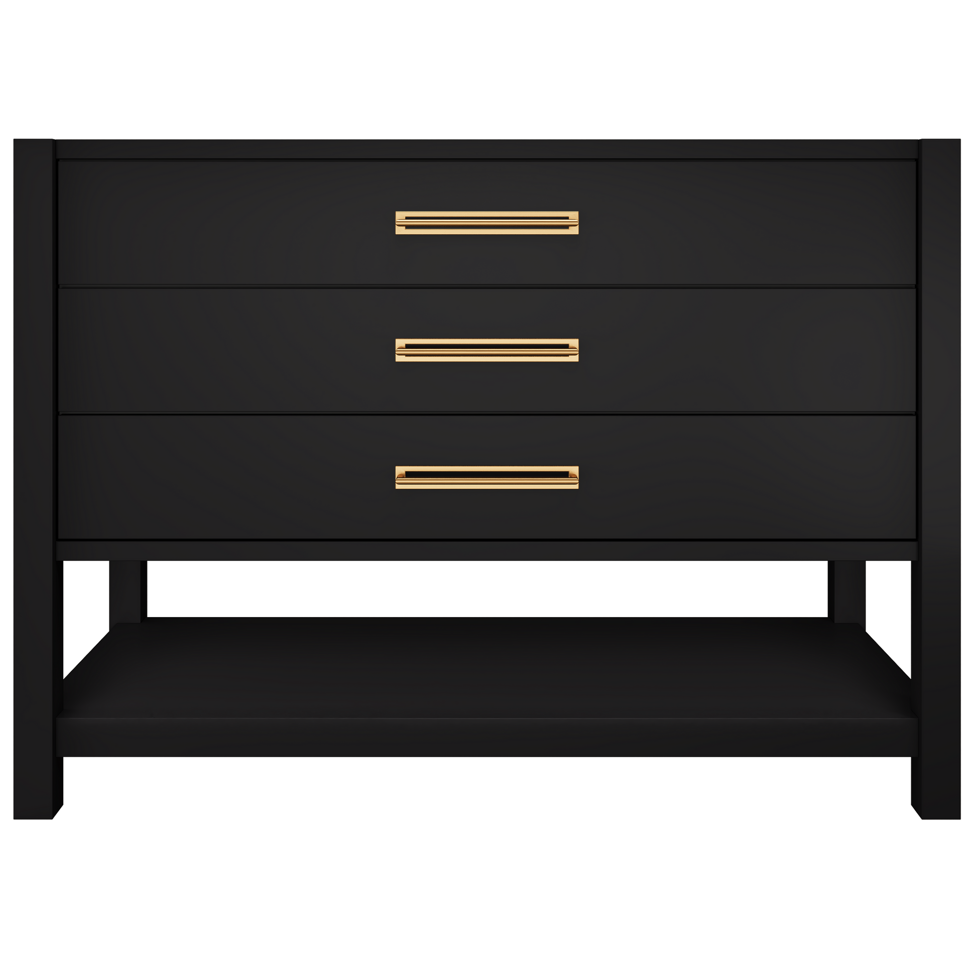 Kiawah 3-Drawer Single Bath Vanity 48in Noir Satin Gold