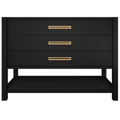 Kiawah 3-Drawer Single Bath Vanity 48in Noir Satin Gold