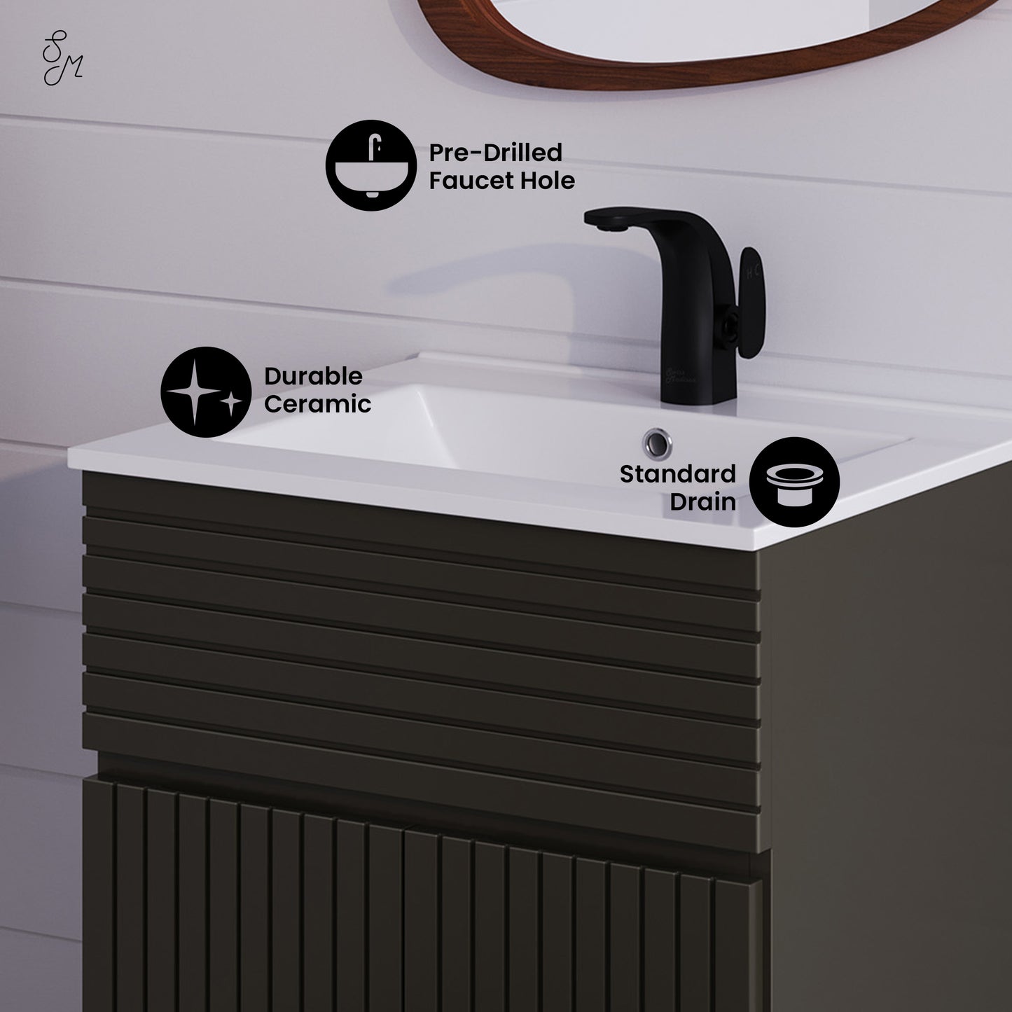 Swiss Madison, Bernay 24" Bathroom Vanity in Cedar Grey