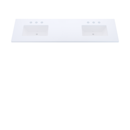 73" Vanderloc Silestone® Quartz Bathroom Vanity Top | Double Rectangle Sink | Offset in Miami White