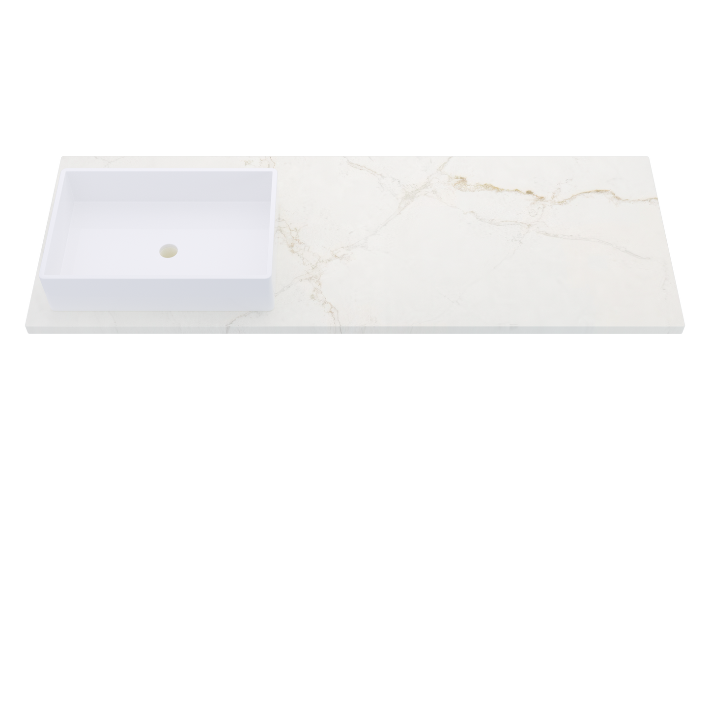61" Vanderloc Silestone® Quartz Bathroom Vanity Top | Single Rectangle Sink | Offset in Blanc Elysee