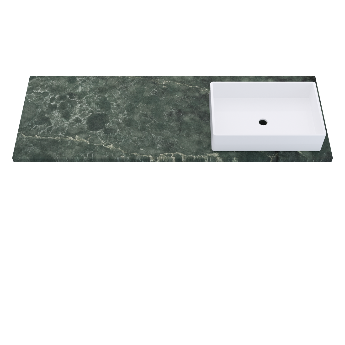 61" Vanderloc Silestone® Quartz Bathroom Vanity Top | Single Vigo Sink | Right Offset in Jardin Emerald