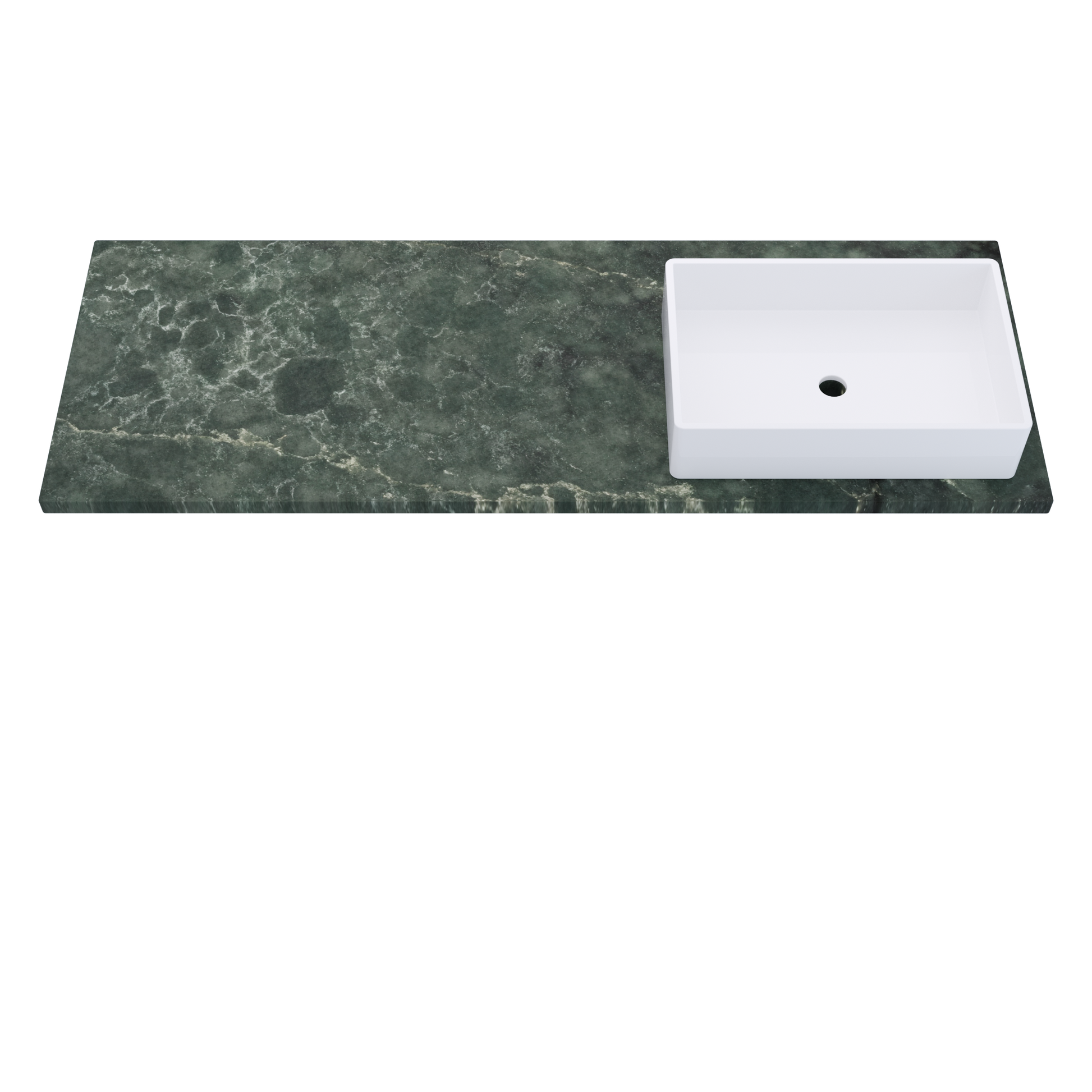 61" Vanderloc Silestone® Quartz Bathroom Vanity Top | Single Vigo Sink | Right Offset in Jardin Emerald