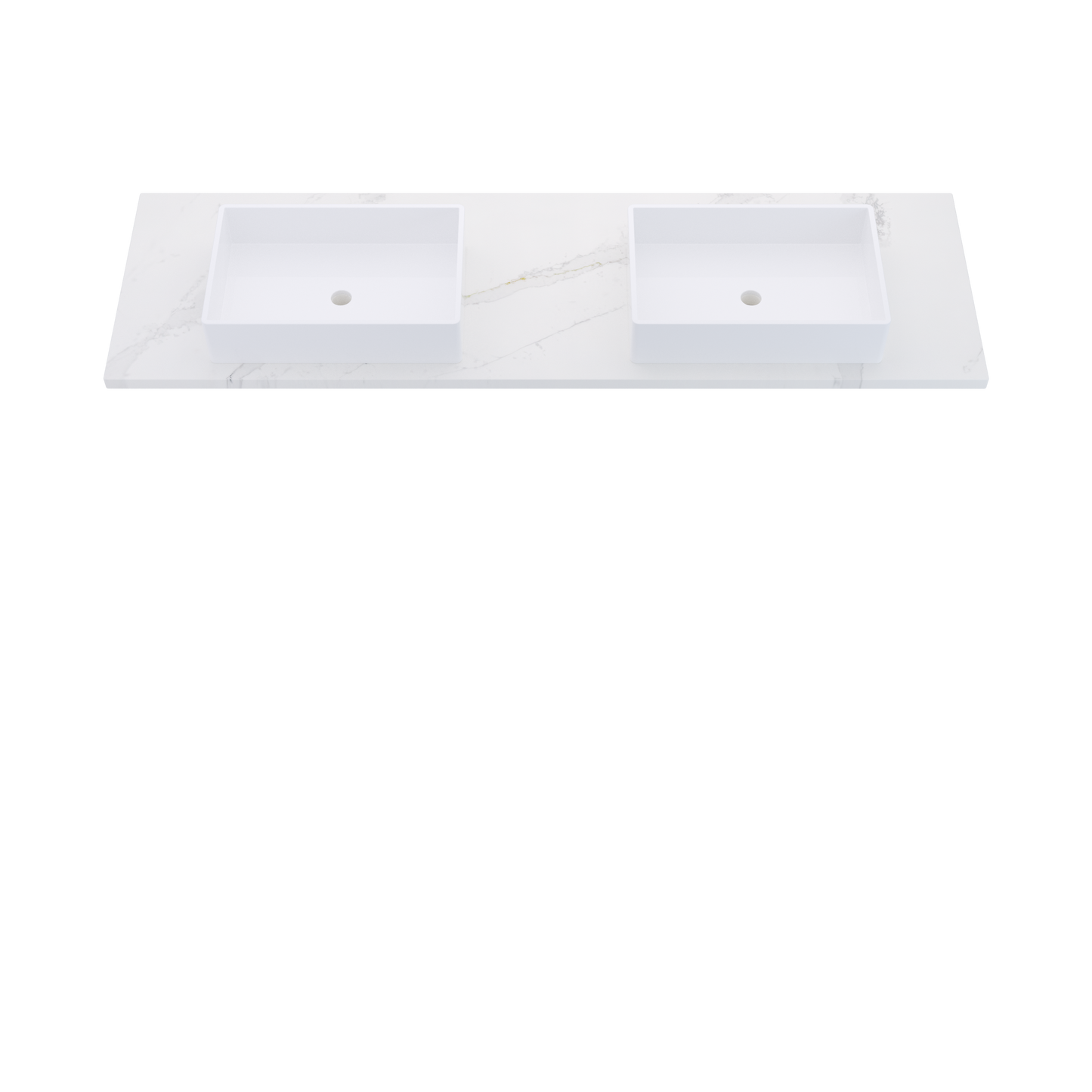 73" Vanderloc Silestone® Quartz Bathroom Vanity Top | Double Vigo Sink | Centered in Et Calacatta Gold