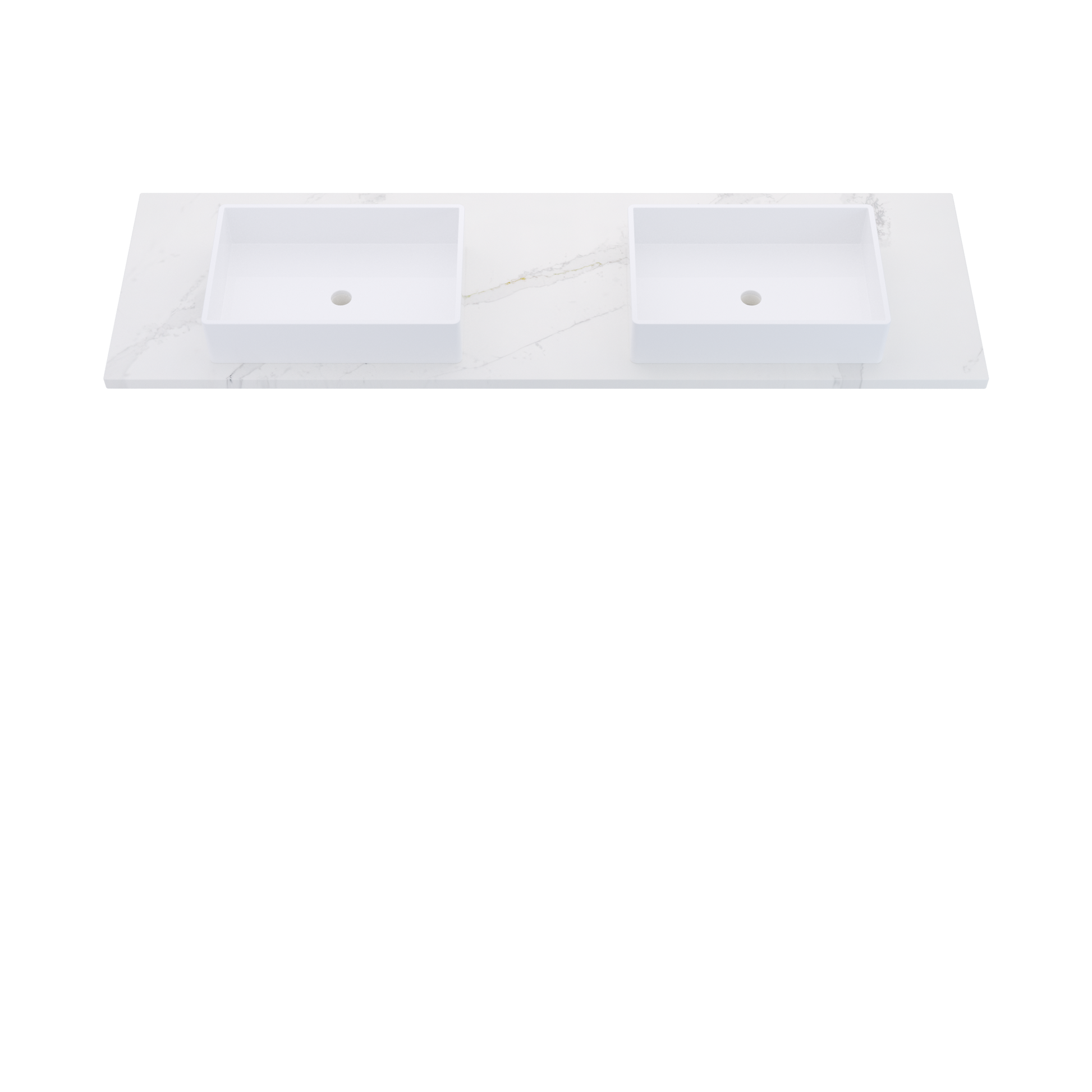 73" Vanderloc Silestone® Quartz Bathroom Vanity Top | Double Vigo Sink | Centered in Et Calacatta Gold