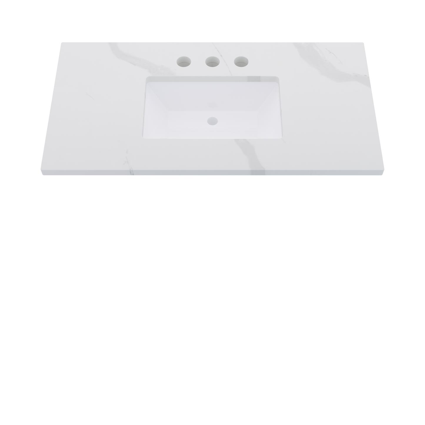 43" Vanderloc Silestone® Quartz Bathroom Vanity Top | Single Rectangle Sink | Centered in Classic Calacatta