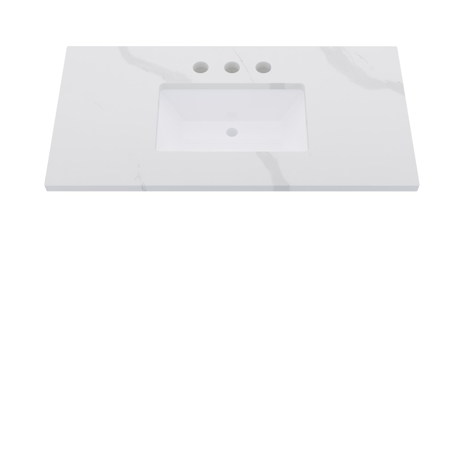 43" Vanderloc Silestone® Quartz Bathroom Vanity Top | Single Rectangle Sink | Centered in Classic Calacatta
