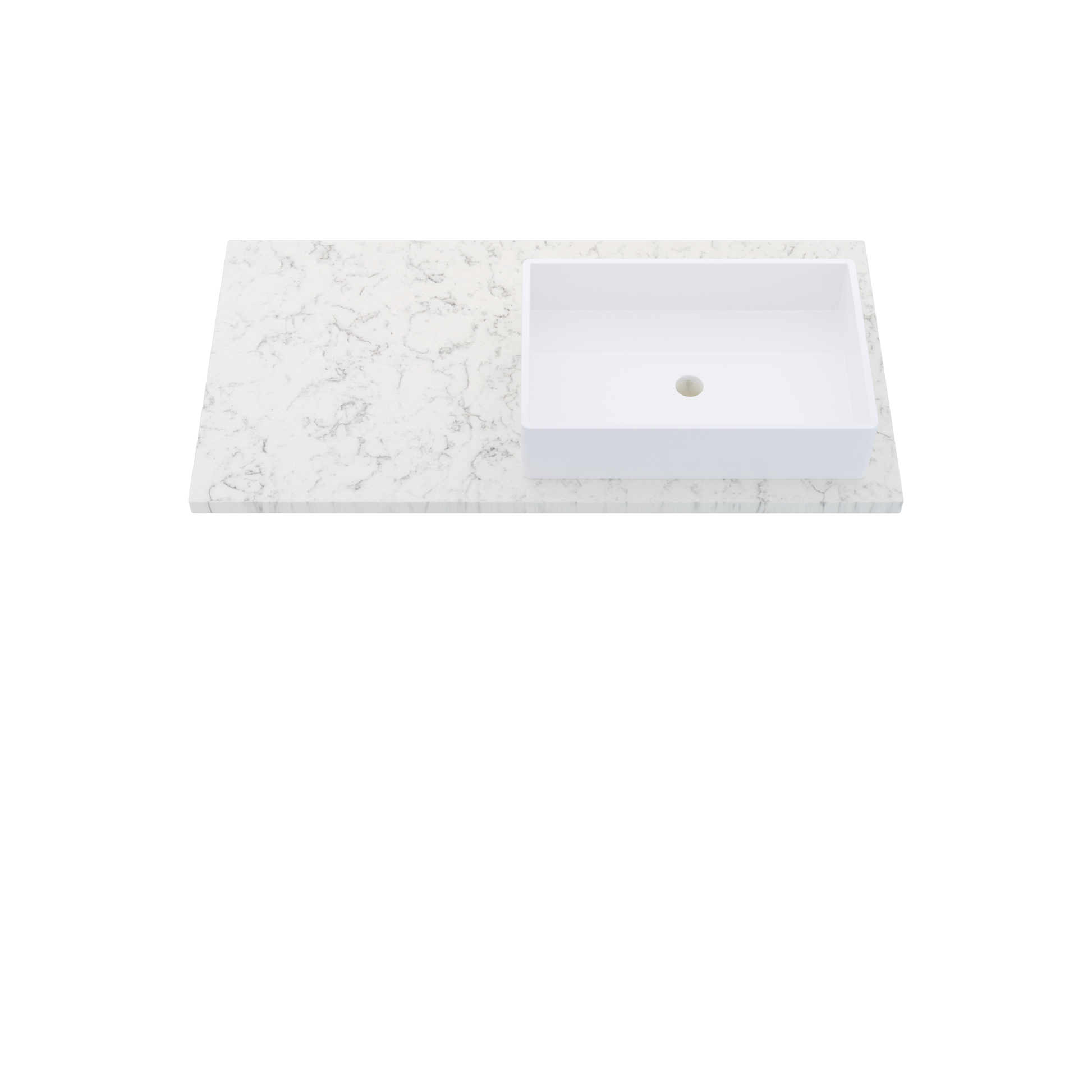 43" Vanderloc Silestone® Quartz Bathroom Vanity Top | Single Vigo Sink | Offset in Lyra