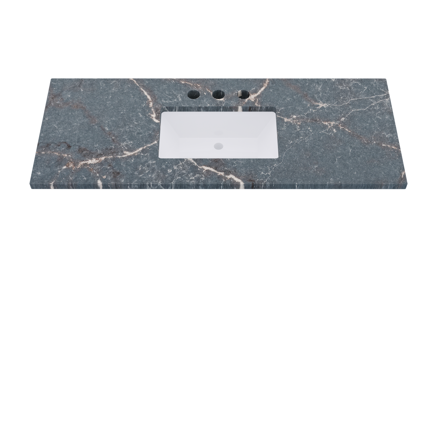 55" Vanderloc Silestone® Quartz Bathroom Vanity Top | Single Rectangle Sink | Centered in Parisien Bleu