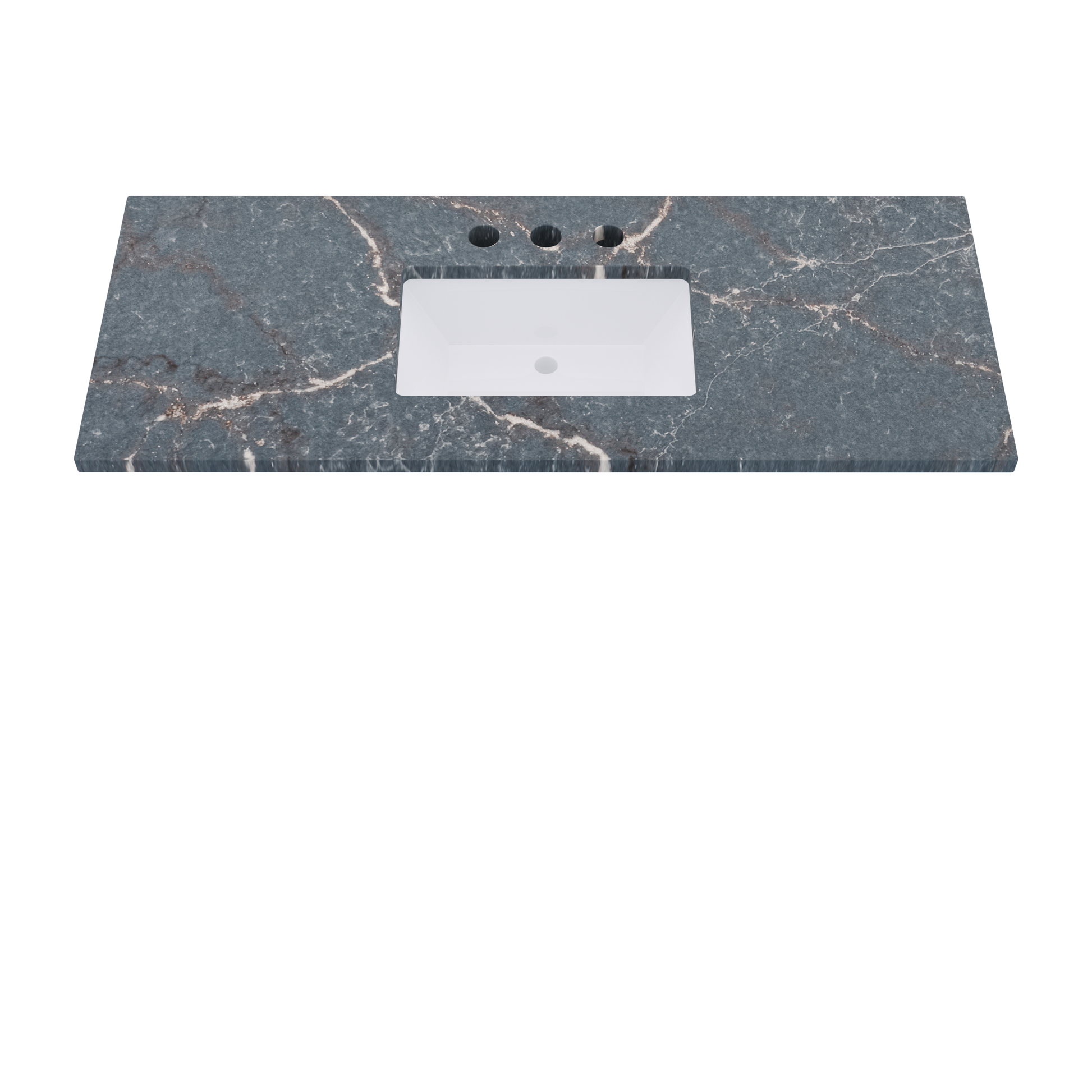 55" Vanderloc Silestone® Quartz Bathroom Vanity Top | Single Rectangle Sink | Centered in Parisien Bleu