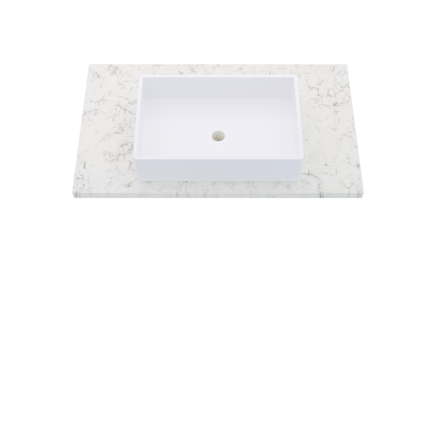 37" Vanderloc Silestone® Quartz Bathroom Vanity Top | Single Vigo Sink | Centered in Lyra