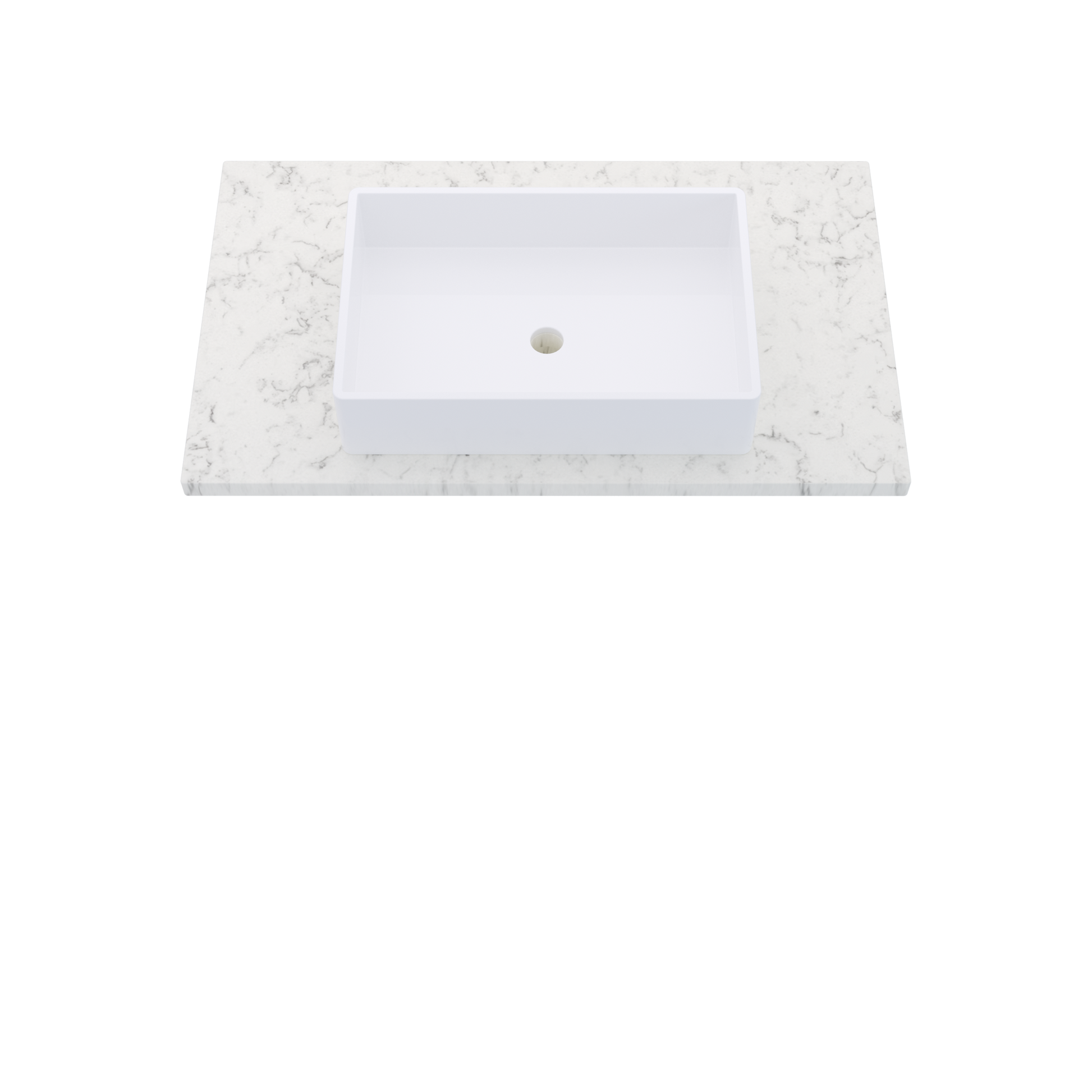 37" Vanderloc Silestone® Quartz Bathroom Vanity Top | Single Vigo Sink | Centered in Lyra