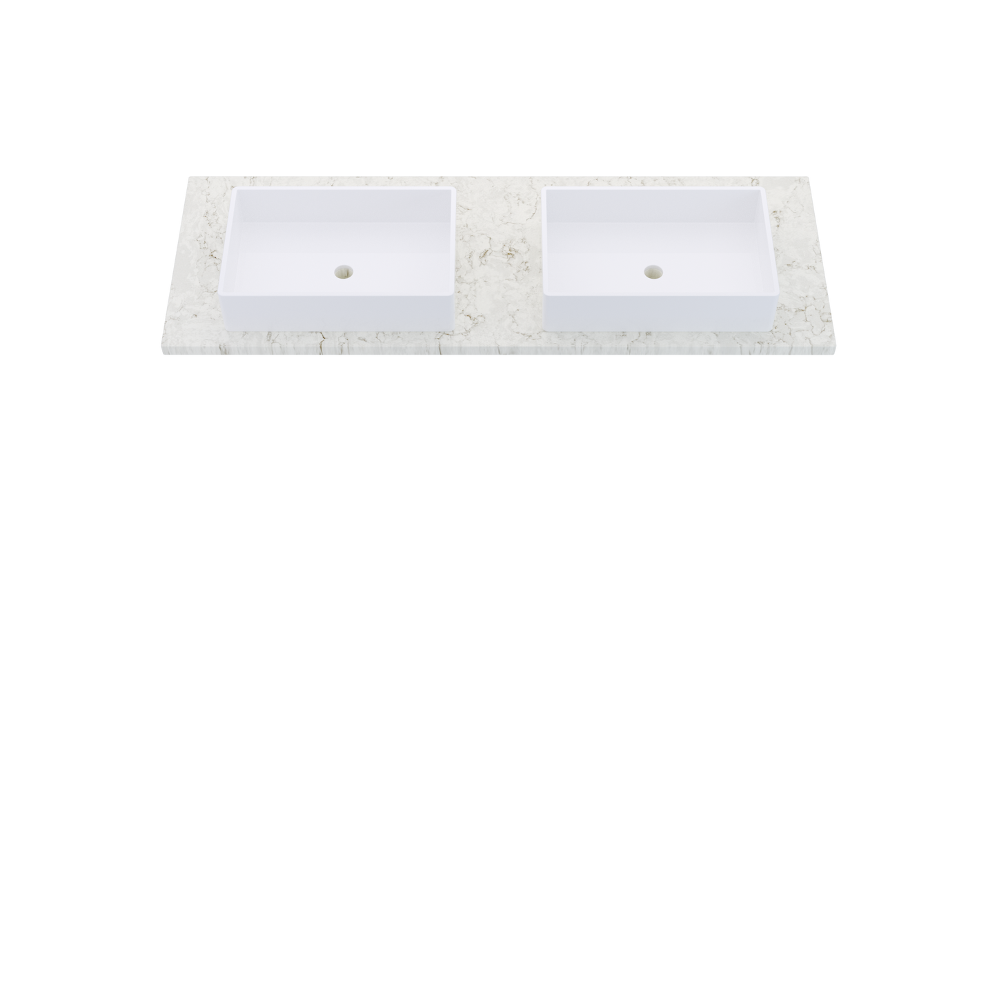 61" Vanderloc Silestone® Quartz Bathroom Vanity Top | Double Vigo Sink | Centered in Lusso