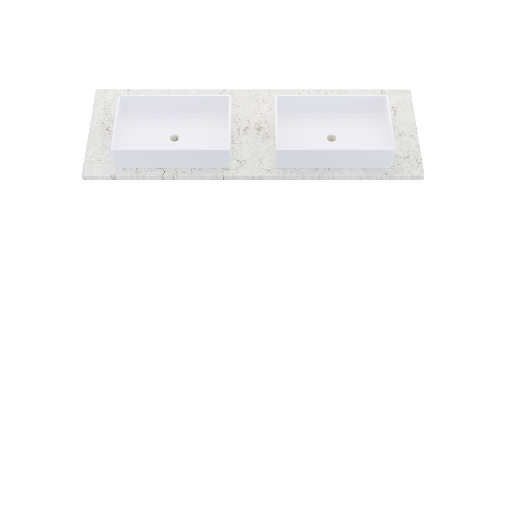 61" Vanderloc Silestone® Quartz Bathroom Vanity Top | Double Vigo Sink | Centered in Lusso