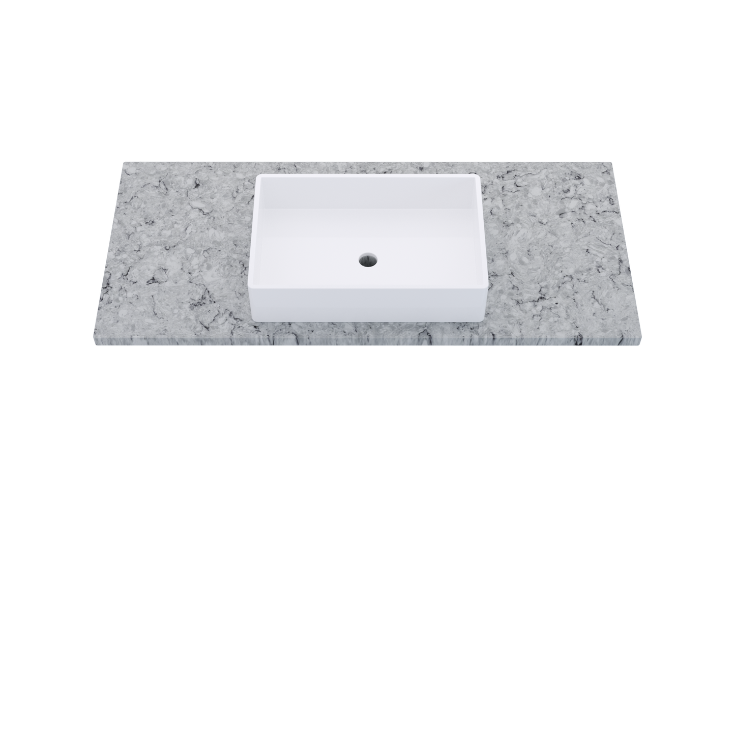 49" Vanderloc Silestone® Quartz Bathroom Vanity Top | Single Vigo Sink | Centered in Pietra