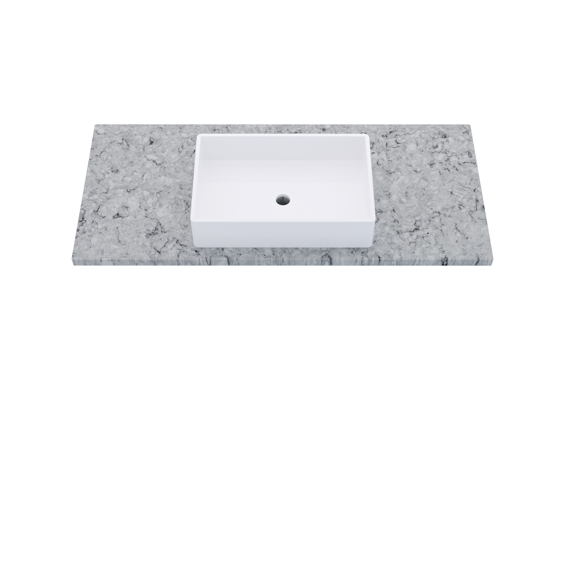 49" Vanderloc Silestone® Quartz Bathroom Vanity Top | Single Vigo Sink | Centered in Pietra