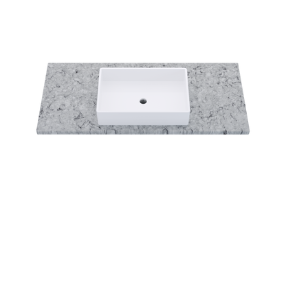 49" Vanderloc Silestone® Quartz Bathroom Vanity Top | Single Vigo Sink | Centered in Pietra