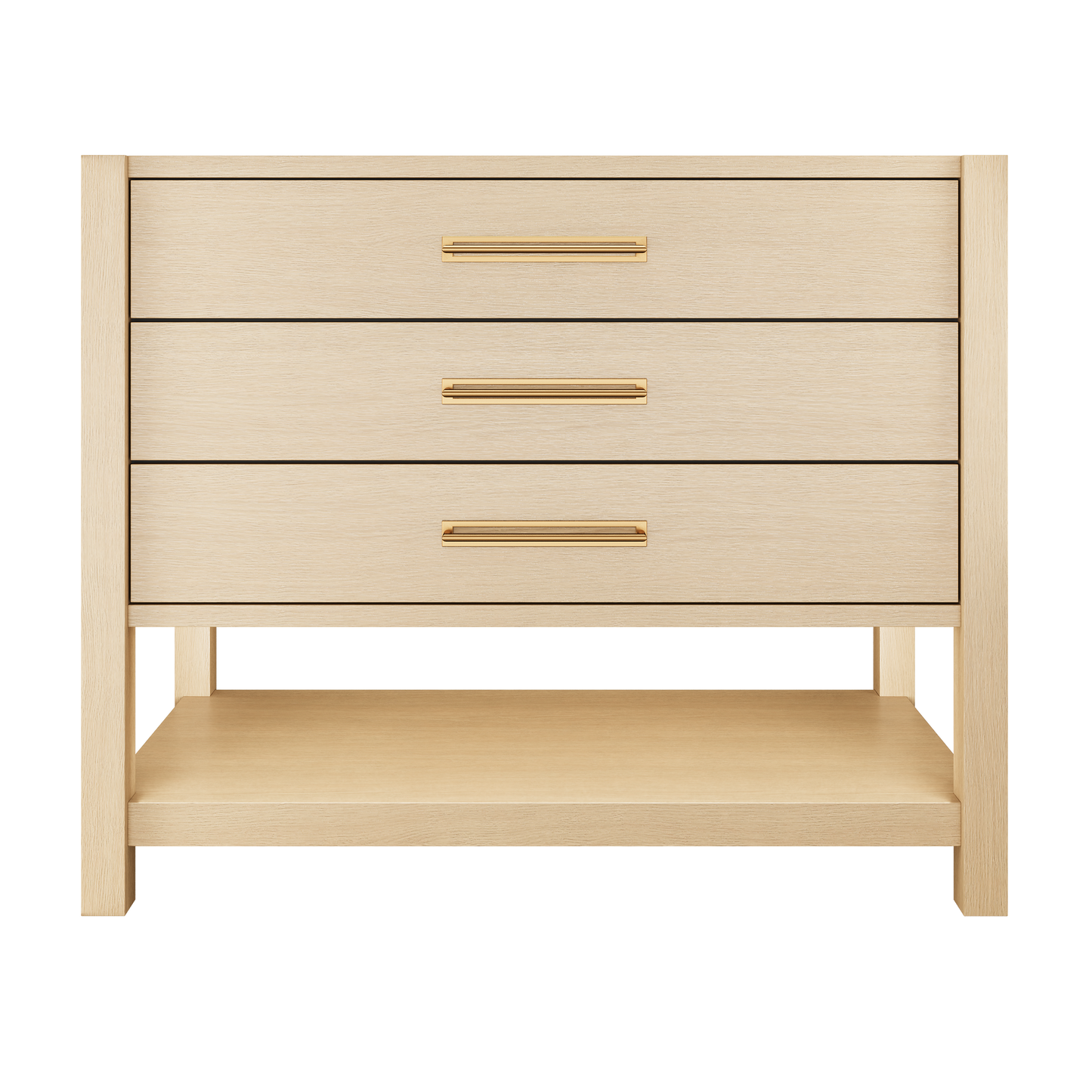Kiawah 3-Drawer Single Bath Vanity 42in Natural Weathered Satin Gold