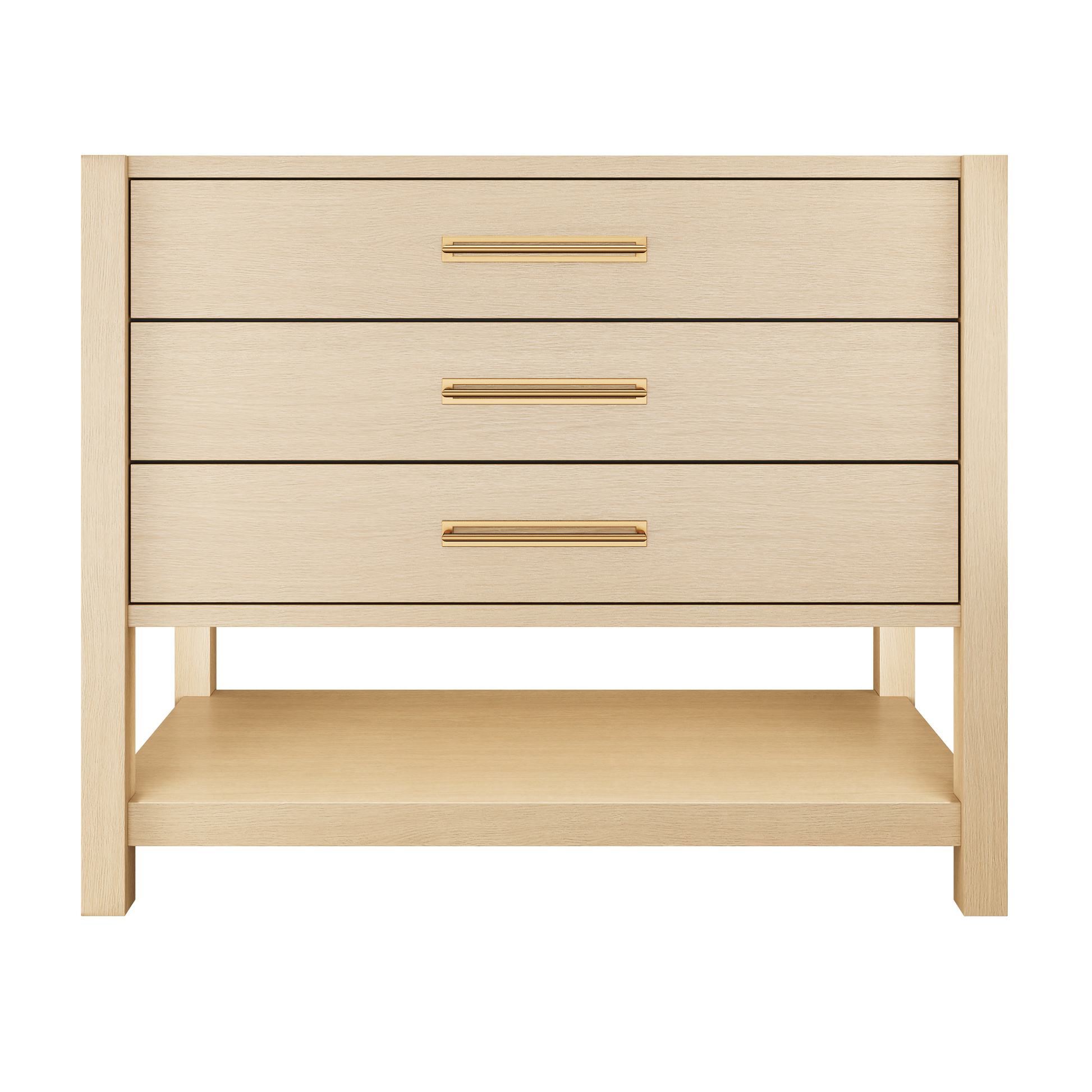 Kiawah 3-Drawer Single Bath Vanity 42in Natural Weathered Satin Gold