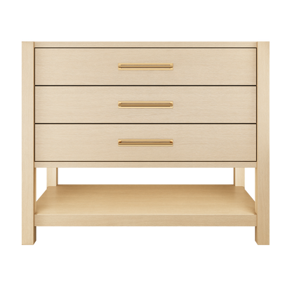 Kiawah 3-Drawer Single Bath Vanity 42in Natural Weathered Satin Gold