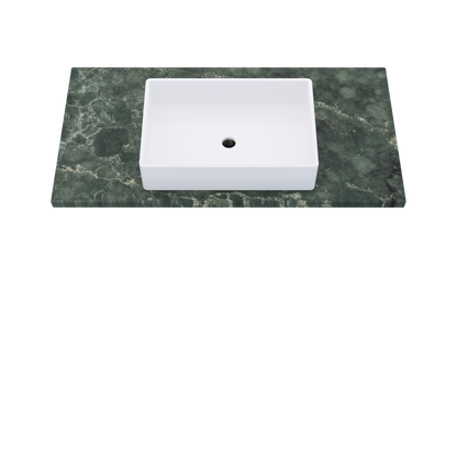 43" Vanderloc Silestone® Quartz Bathroom Vanity Top | Single Vigo Sink | Centered in Jardin Emerald