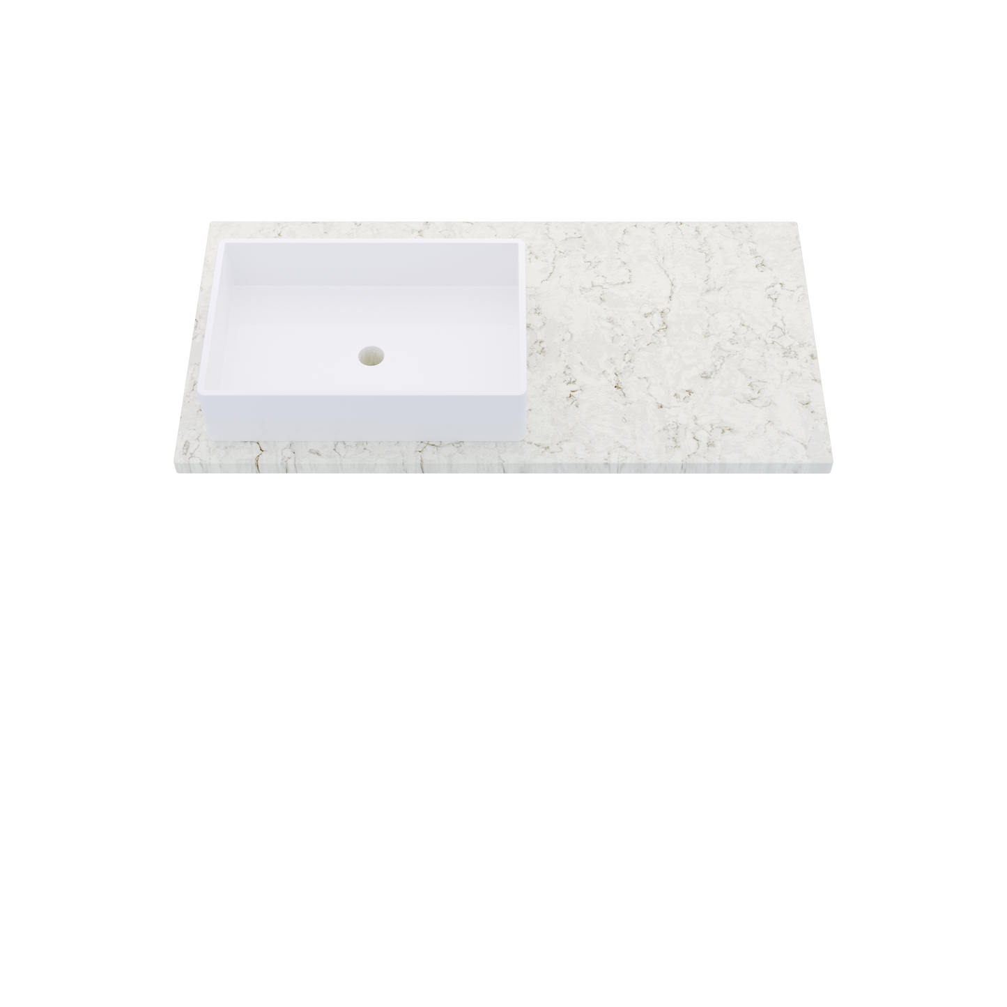 43" Vanderloc Silestone® Quartz Bathroom Vanity Top | Single Rectangle Sink | Offset in Lusso