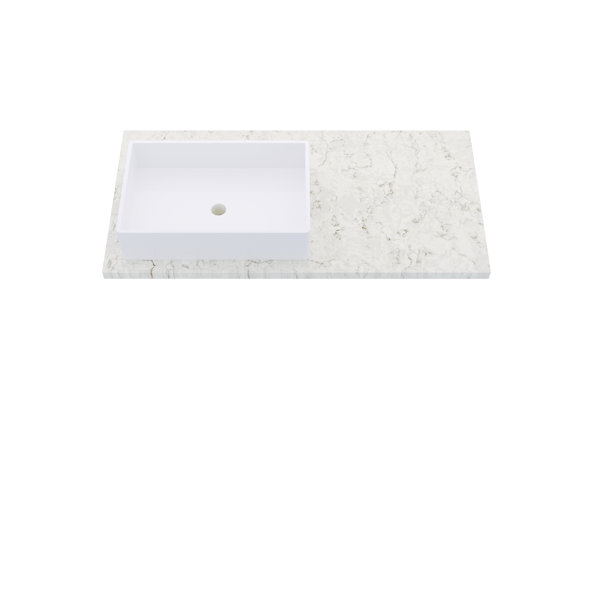 43" Vanderloc Silestone® Quartz Bathroom Vanity Top | Single Rectangle Sink | Offset in Lusso